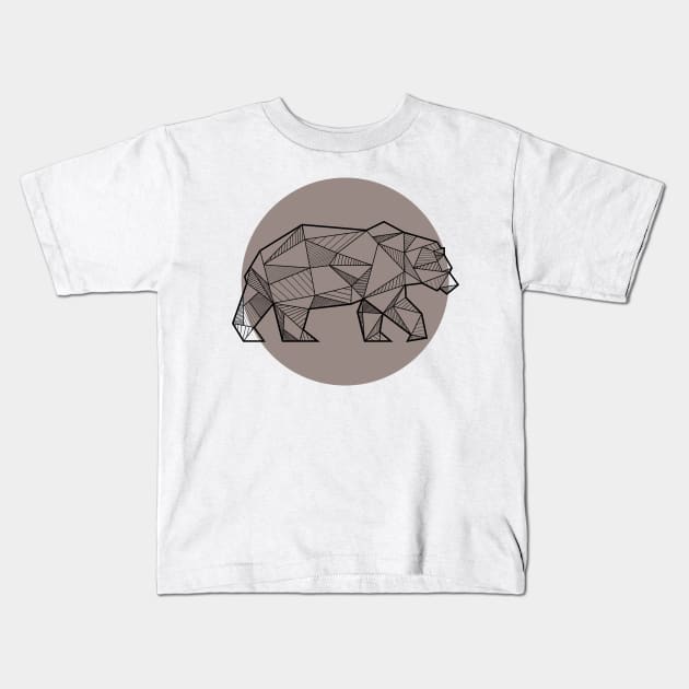 Bear - Geometric Animals Kids T-Shirt by alcateiaart